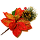 искусственные цветы веточка ели с ягодами, шишкой и пуансеттией цвета красный 4